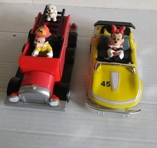 Disney "Mickey's Fire Dept. Engine 71" pull back  Minnie 45 Yellow Grand Prix 