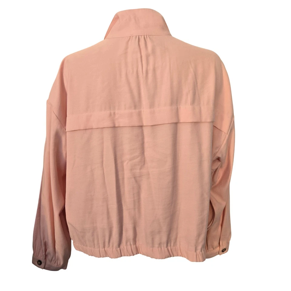 NINE WEST Mujer Rosa Melocotón Ligero Cremallera A Presión Chaqueta Bomber Bolsillos XLarge Foto 2 de 4