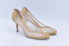 Women's STUART WEITZMAN Pump Meshin Mesh Peep-Toe Beige Heels Size 7 NW62544
