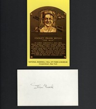 STAN MUSIAL Autograph Signed 3X5 Index Card W/ COA + HOF Postcard & B&W Photo A