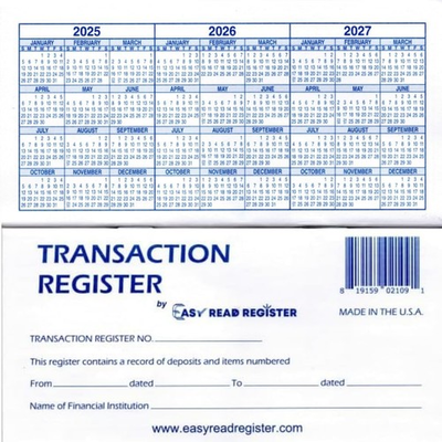 #ad 12 Checkbook Transaction Registers 2025 2026 2027 Calendars Check Book Bank ... $8.99