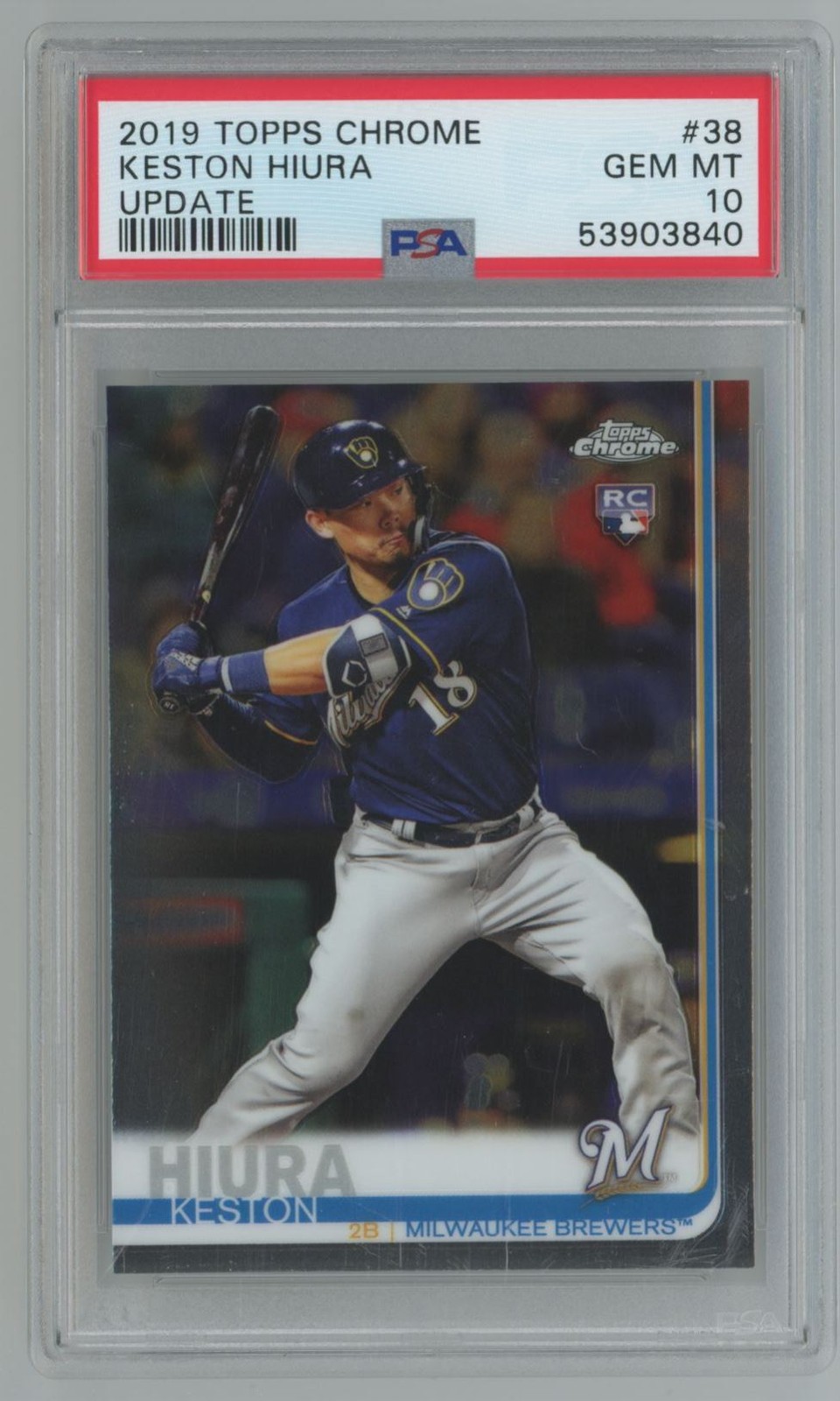 2019 Topps Chrome Update Keston Hiura Rookie PSA 10 Brewers #38 A1