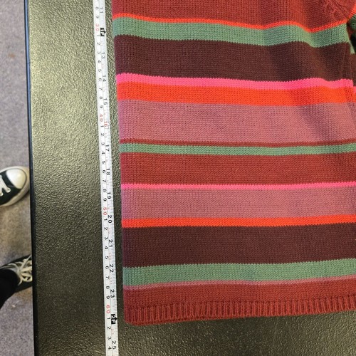 Vintage Maroon Burgundy XL Vintage Hand-Embroidered Striped Sweater Cottage Core - Picture 7 of 7