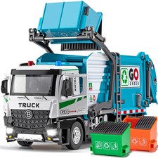 AUTO-Lift Function Garbage Truck Toys Metal Cab, Trash Truck Toy Set with Lig...