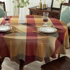 round Tablecloth 70 Inch, Red, Checkered Table Cloths Spillproof, Anti-Shrink,