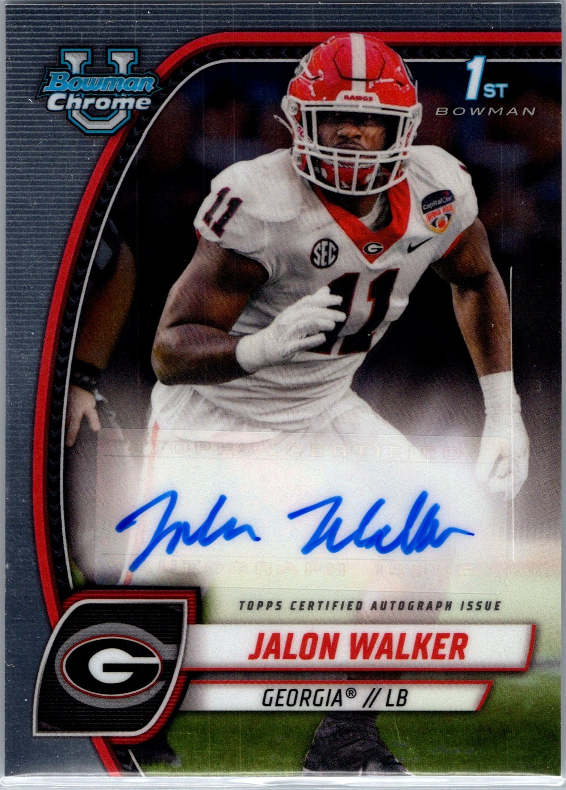 2024 Bowman Chrome U Jalon Walker 1st Bowman Auto UGA Bulldogs