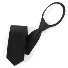 Pre Tied Adjustable Zipper Ties for Men 3.15" 8CM Mens Solid Color Black