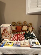 Teddy Ruxpin Vintage Lot - 4 Bears, 1 Box, 2 Outfits, 5 Books With Cassettes  