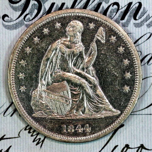 * 1844 * CHOICE AU+ SEATED LIBERTY DOLLAR * FROM ORIGINAL COLLECTION