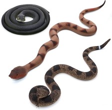 3PCS Rubber Snakes Fake Snake, Realistic Rubber Snake Toy to Keep Birds Away for