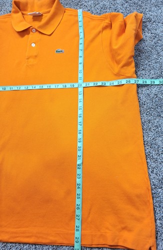 Camisa Polo Lacoste NARANJA Timbre Manga Corta Para Hombre Algodón Caimán Talla 9 - Imagen 7 de 8