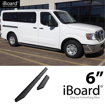 APS Flat Running Board Black 6'' Fit Nissan NV 1500 2500 Full Size Van 12-21