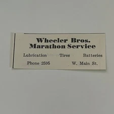 Wheeler Bros Marathon Service Lubrication Tires 1950 Paoli Indiana Ad SAH1-S27