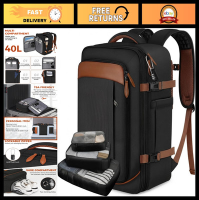 40L Travel Backpack for Men, Flight Approved Carry-On, Expandable Weekender Bag,