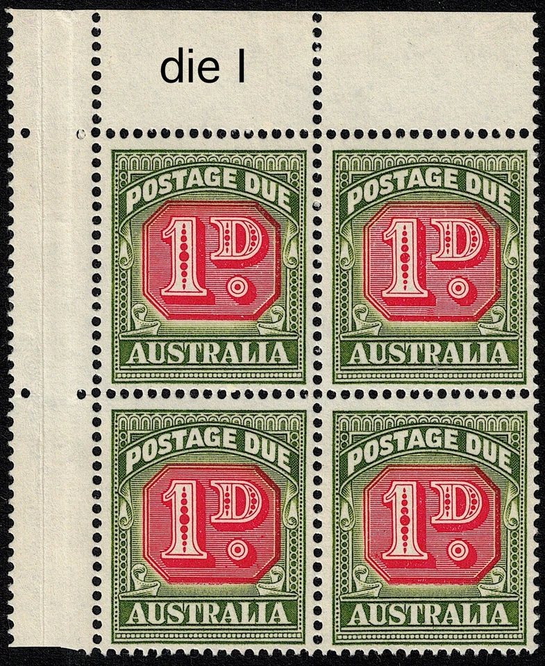AUSTRALIA POSTAGE-DUES: BLOCKSx4: 1d, 3d, 4d, 8d + 5x2 BLOCK 6d NO WMK @ CV$350 - Image 2 of 4