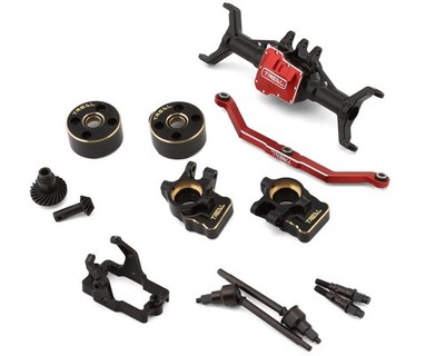Treal Hobby Aluminum Front Portal Axle Set Traxxas TRX-4M Black w/Brass Covers