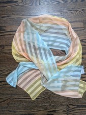 Echo Vintage 100 Pure Silk Oblong Neck Head Scarf Pastel Yellow Made in Japan