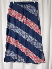 Vintage Crazy Horse 90s Chambray Jean Denim Floral Patchwork Skirt Boho Hippie 8