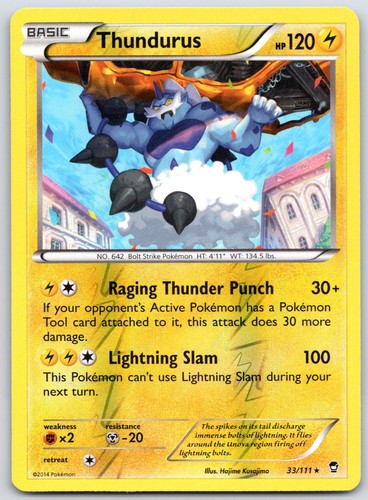 Thundurus 33/111 Furious Fists Reverse Holo Pokemon NM Hajime Kusajima