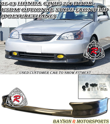 Fits 01-03 Honda Civic 2/4dr USDM Optional Style Front Bumper Lip (Urethane)