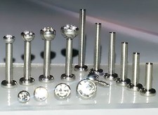18g 1.5, 2, 2.5,3mm CLEAR CZ Gem Top Threaded Cartilage Helix Nose Nostril Stud
