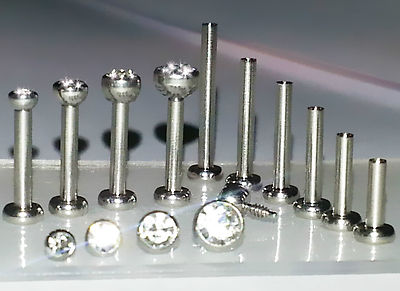 18g 1.5, 2, 2.5,3mm CLEAR CZ Gem Top Threaded Cartilage Helix Nose Nostril Stud