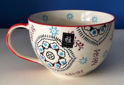 MIYABI OVERSIZED COLORFUL 3D PAINTED FLORAL COFFEE TEA SOUP CHILI MUG-NEW
