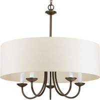 Progress Lighting P4217-20 5-lt. Chain Hung Fixture Off-white Linen Fabric Shade on sale Progress Lighting P4217-20 5-lt. Chain Hung Fixture Off-white Linen Fabric Shade on sale