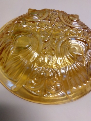 Vintage Amber Carnival Glass Divided Candy Dish iridescent 8" - Picture 10 of 10