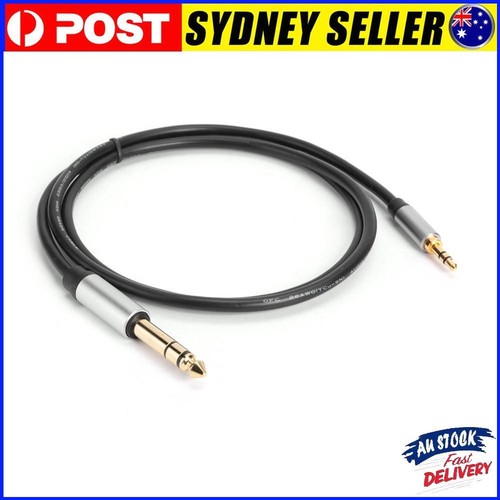 Black Goldplated 3.5mm Male to 6.35mm Male Stereo Adapter Cord Wire