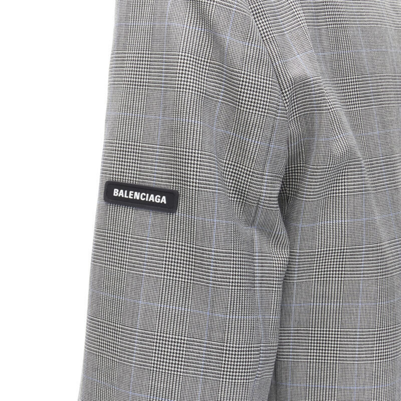 BALENCIAGA Demna grey checked black rubber logo log boxy BALENCIAGA Demna grey checked black rubber logo log boxy