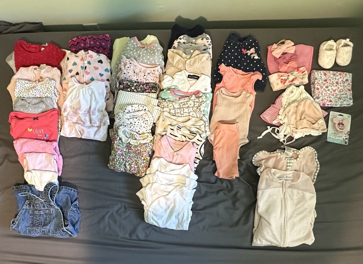 Lot Of Baby Girls Clothes And Accessories Size NB To mo, 50+