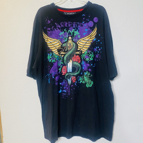 Averix T Shirt Mens 3XB Black Y2K Hip Hop Short Sleeve Snake Sword - Picture 2 of 4