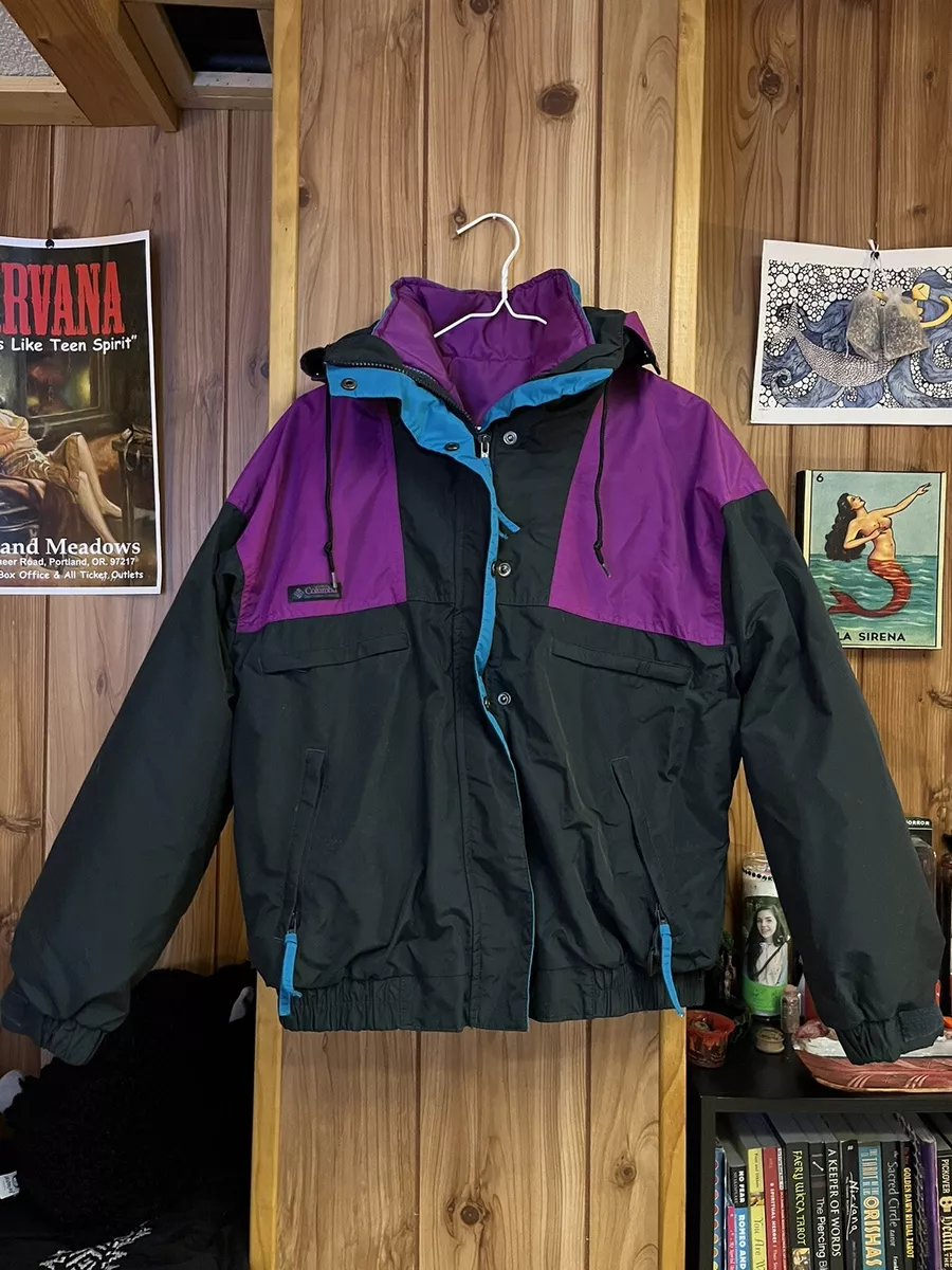 Womens Ski Liner Large eBay 2-in-1 90s | Criterion Jacket Black Purple Vintage Columbia