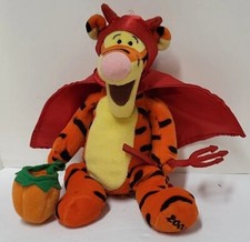 Disney Store Tigger Devil Halloween 9" Bean Bag Plush Pitchfork Horns Cape, 2000