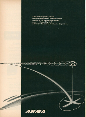 1956 Arma Aviation Ad Inertial Systems Air to Surface Guided Missiles Aiming