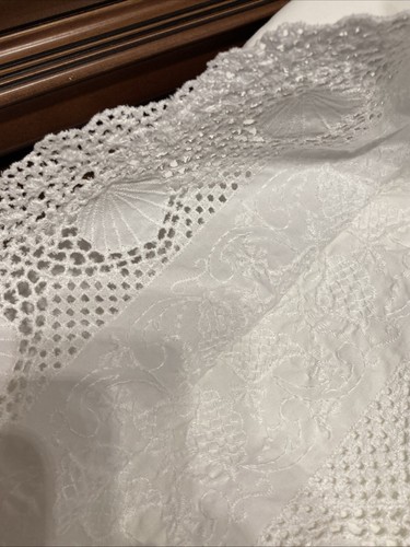 King White Hand Crochet Lace Pillowcases Cannon - Picture 12 of 16