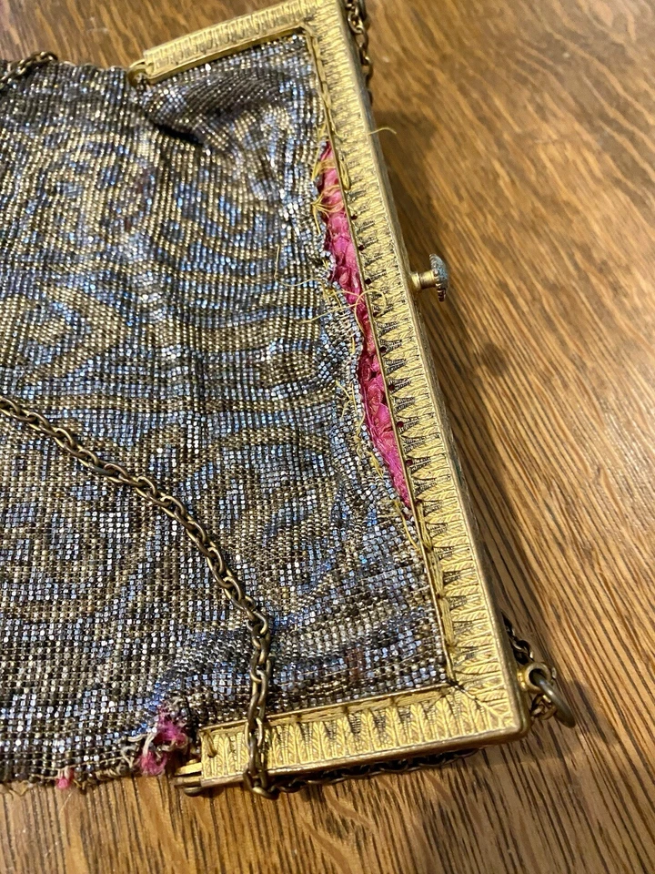 Винтажная Редкая Французская Стальная Вырезанная Микро Бисером 1920-е Арт Деко Сумка - Изображение 4 из 4