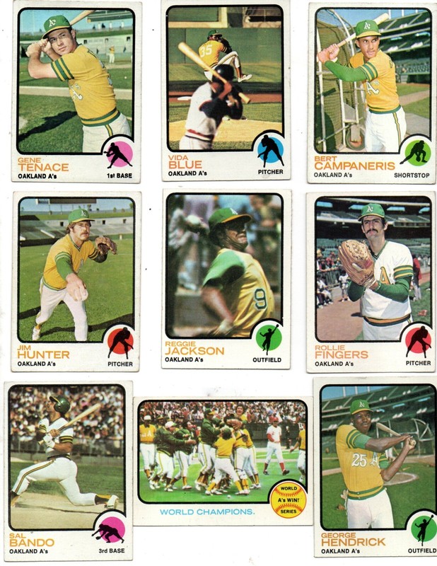 (33) Sharp Topps 1973 Oakland A'S. Jackson, Fingers, Hunter, High Numbers
