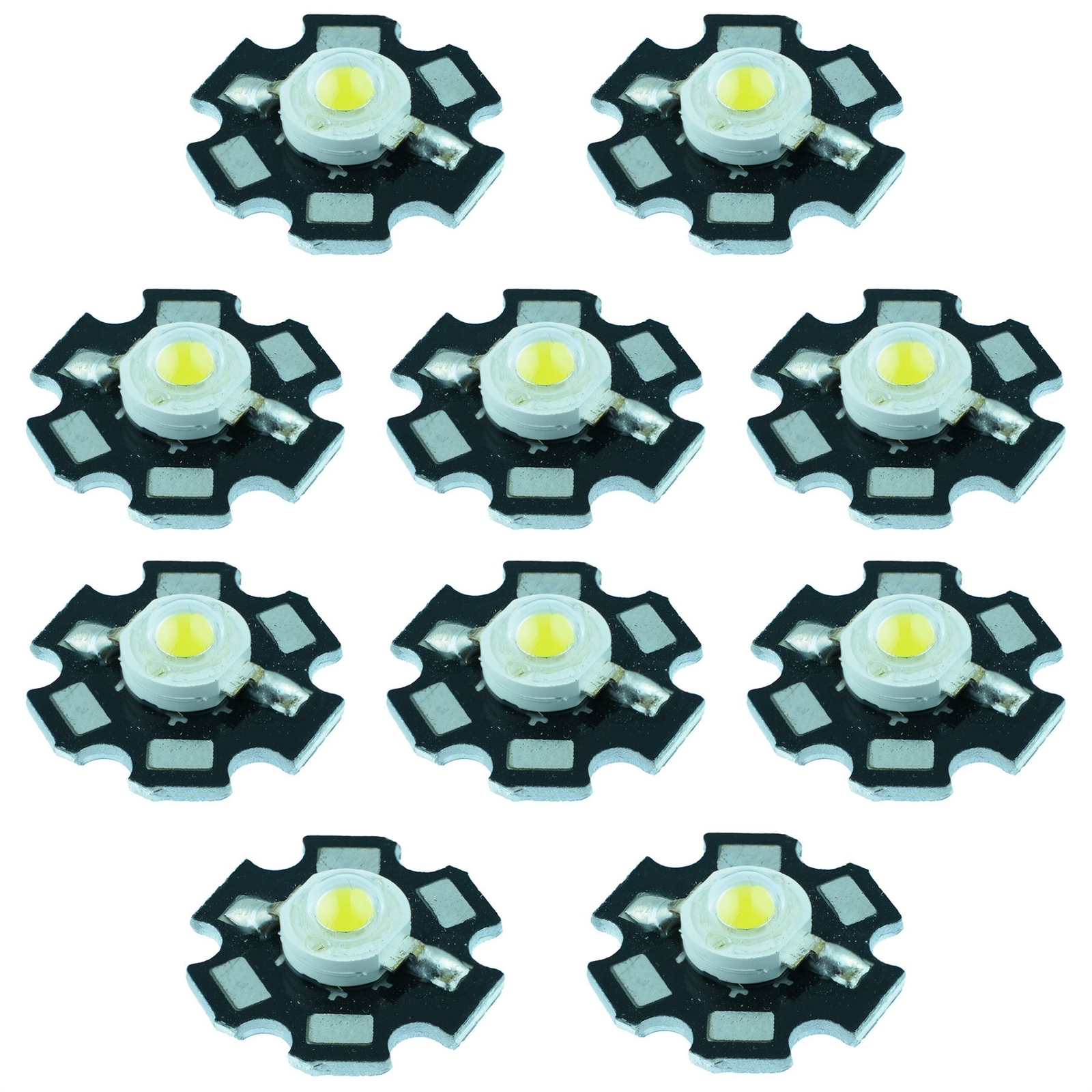 10 x White 1W High Power Star PCB LED 110lm
