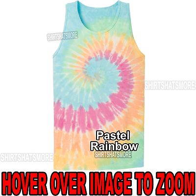 Herren Tie Dye TANK TOP PASTELL Spiral Tye Die ärmelloses T-Shirt S-XL 2X, 3X, 4X