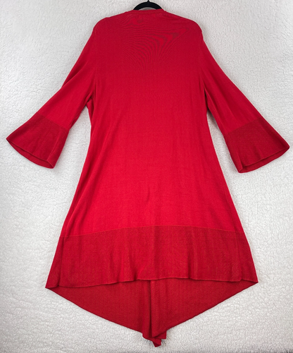 Foxcroft Red Long Open Front Cardigan Sweater Womens Knit Plus Size 3X - Picture 10 of 15