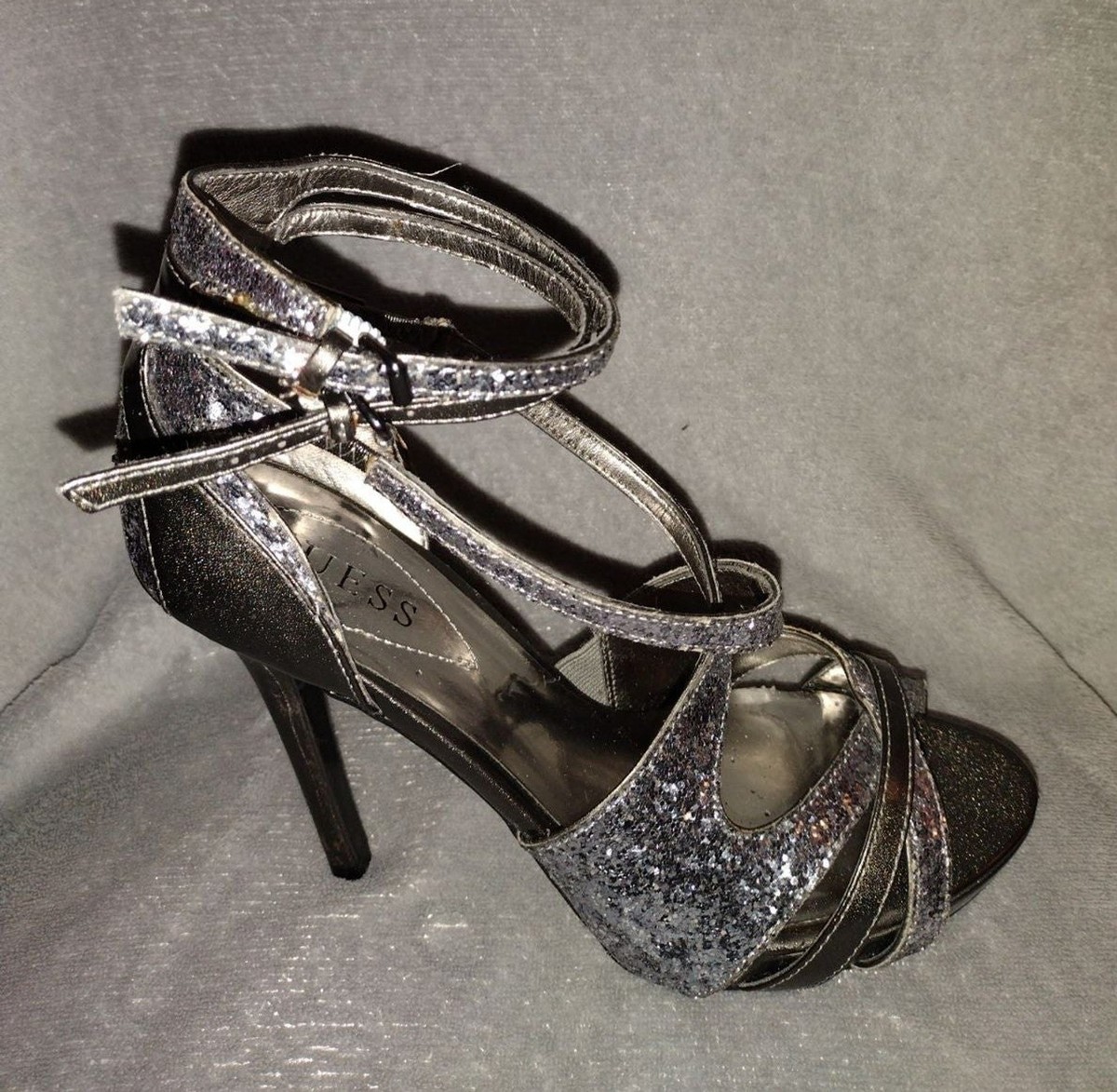 Guess Silver Glitter Slate Gray Strappy