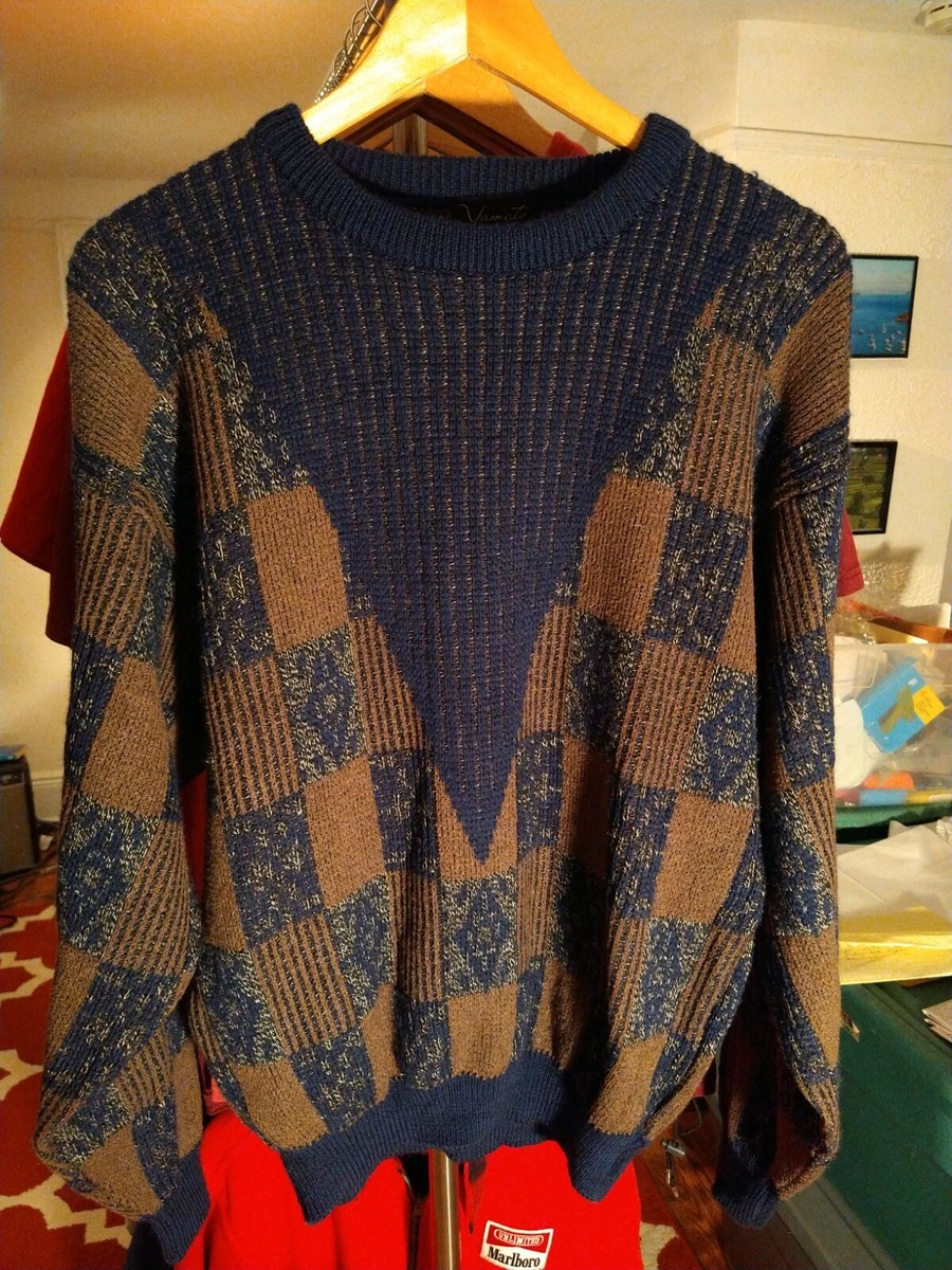 Vintage Yamato Made In Japan Knit Sweater Indigo Blue Copper M | eBay
