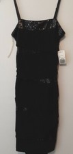 Women's "Forever 21" Black Ruched Bodycon Strap Dress; Sequins; Size M