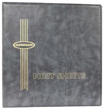 Mint Sheet Stamps Album Supersafe Black Binder Free 50 Black Pages US Shipping