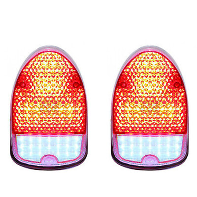 68 69 70 VW Volkswagen Beetle Bug LED Clear Red Tail Brake Light Lamp Lens PAIR