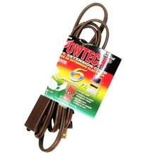 6ft Brown Electrical Extension Cord Power Wire 2 Prong 3-Way Electric Adapter