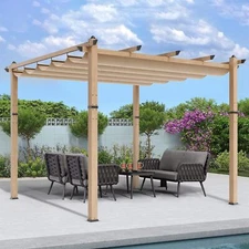 ✔️10x13 Ft Outdoor Pergola with Retractable Canopy for Patios Gardens Backyard