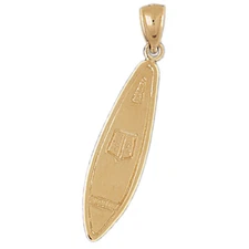 New 14k Yellow Gold 3D Surfboard Pendant